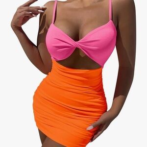 SHEIN Pink and Orange Mini Dress
